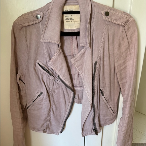 Free People Jackets & Blazers - Free People Linen Moto Jacket